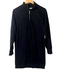 Abound Fleece Tunic Dress Women Small Black Soft Minimalist Cozy NWT